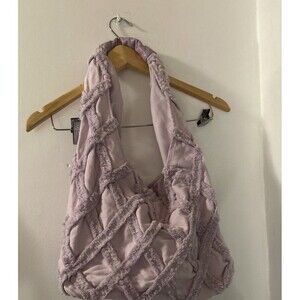 Urban Expressions Barbuda Hobo Shoulder-Bag Cotton Fringe Textured Lavender